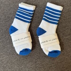 Janie and Jack Blue White Baby Boy Crew Socks 2 Pairs Size 12-24M NWT
